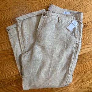 Gap Girlfriend Crop Chino 100% Linen Natural Gold